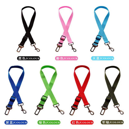 Adjustable Pet Cat Dog Car Seat Belt Pet Seat Vehicle Dog Harness Lead Clip Safety Lever Traction Dog Collars Dogs Accessoires - Valitic Pets