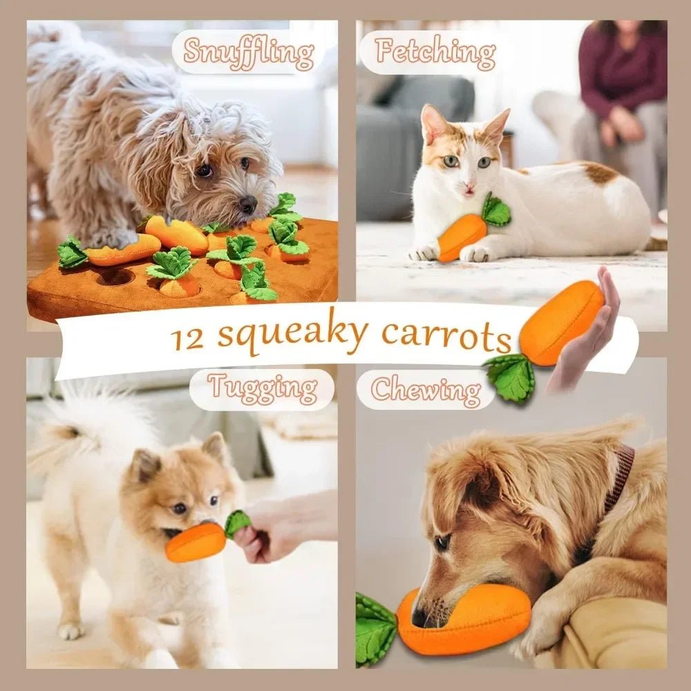 Carrot Snuffle Mat for Dogs Cats Puzzle Toy with 12 Carrots for Small Medium Large Interactive Pet Stress Relief Dogs Chew Toys - Valitic Auto Store