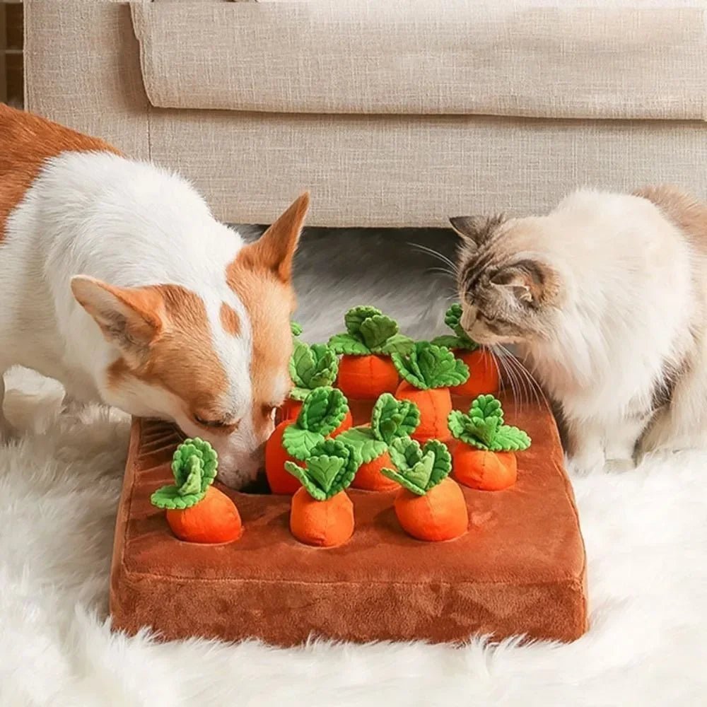 Carrot Snuffle Mat for Dogs Cats Puzzle Toy with 12 Carrots for Small Medium Large Interactive Pet Stress Relief Dogs Chew Toys - Valitic Auto Store