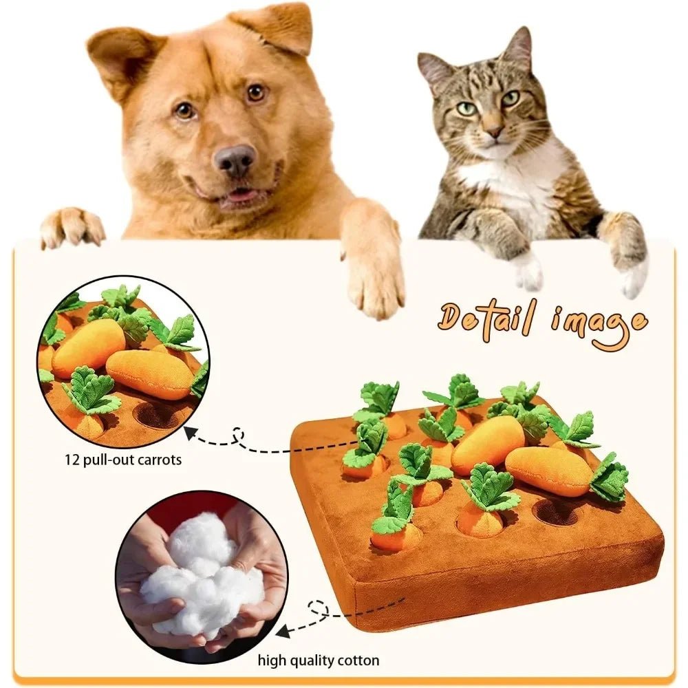 Carrot Snuffle Mat for Dogs Cats Puzzle Toy with 12 Carrots for Small Medium Large Interactive Pet Stress Relief Dogs Chew Toys - Valitic Auto Store