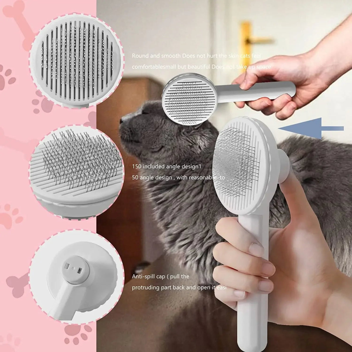 Cat Brush Pet Grooming Brush for Cats Remove Hairs Pet Cat Hair Remover Pets Hair Removal Comb Puppy Kitten Grooming Accessories - Valitic Auto Store