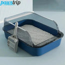 Cat Litter Box Semi-enclosed Sandbox for Cats Rabbit Small Animals Cat Tray Kittens Litter Bedpans Pet Supplies - Valitic Pets