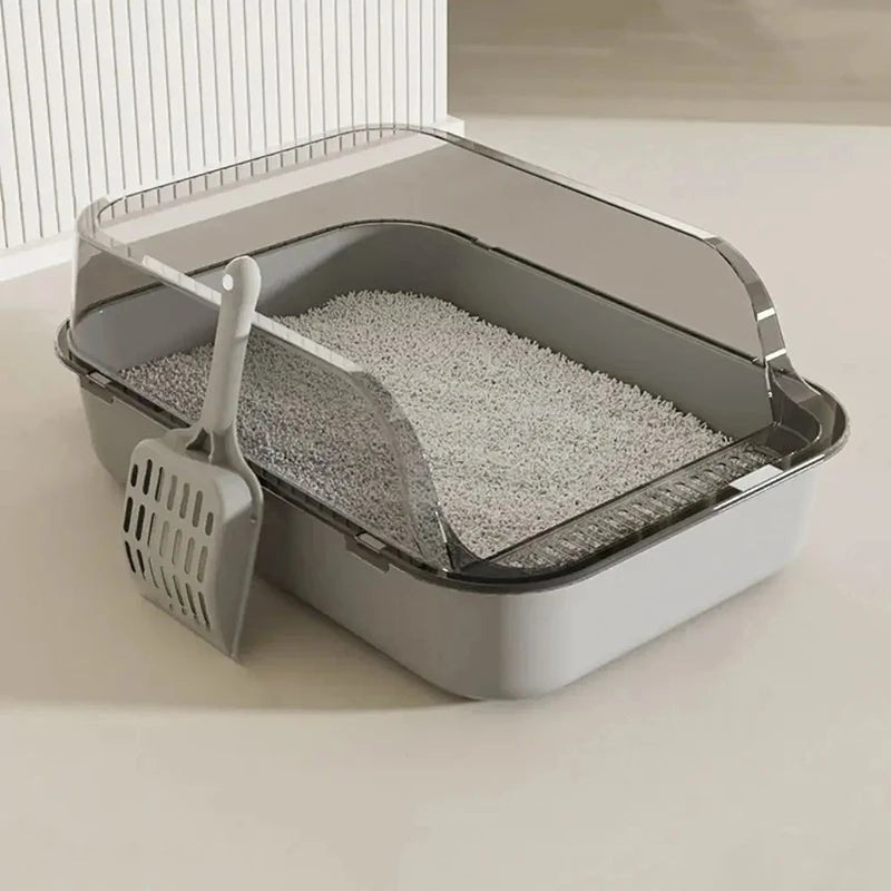 Cat Litter Box Semi-enclosed Sandbox for Cats Rabbit Small Animals Cat Tray Kittens Litter Bedpans Pet Supplies - Valitic Pets