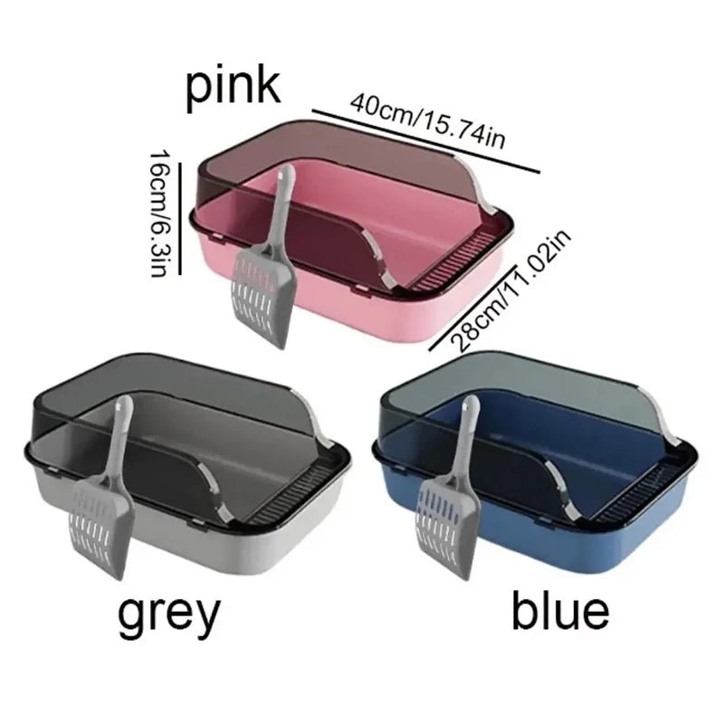 Cat Litter Box Semi-enclosed Sandbox for Cats Rabbit Small Animals Cat Tray Kittens Litter Bedpans Pet Supplies - Valitic Pets