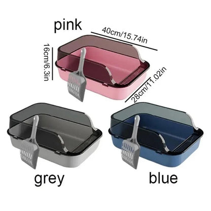 Cat Litter Box Semi-enclosed Sandbox for Cats Rabbit Small Animals Cat Tray Kittens Litter Bedpans Pet Supplies - Valitic Pets