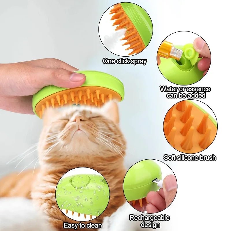 Cat Steam Brush Steamy Dog Brush 3 in 1 Electric Spray Cat Hair Brushes for Massage Pet Grooming Comb Hair Removal Combs - Valitic Auto Store