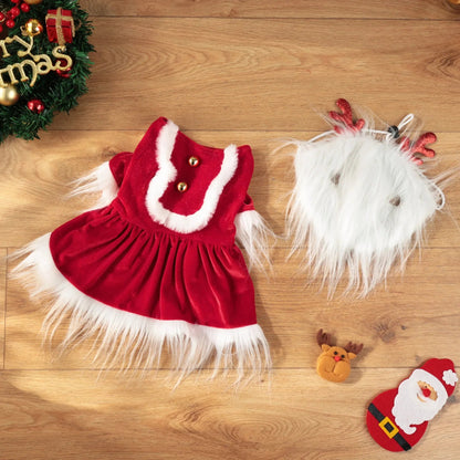 Christmas Pet Dog and Cat Clothes Santa Claus Into A Long Hair Funny Party Costume Hat Suit - Valitic Pets