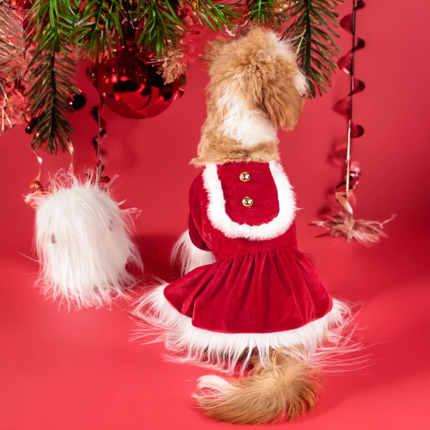 Christmas Pet Dog and Cat Clothes Santa Claus Into A Long Hair Funny Party Costume Hat Suit - Valitic Pets