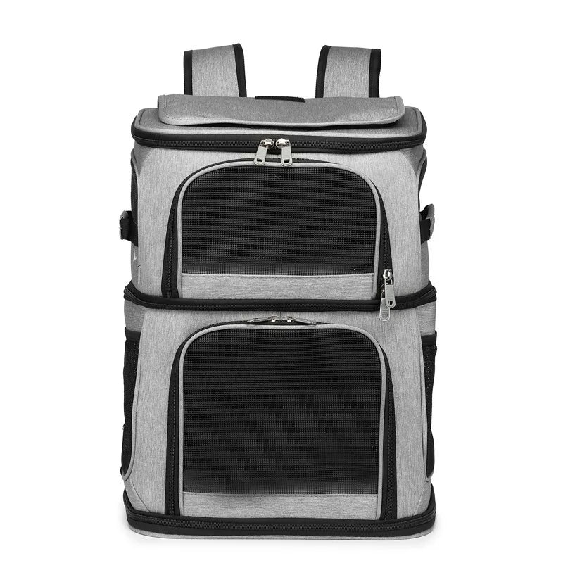 Double Layer Pet Backpack Oxford Cloth Portable Large Capacity Carrier Bag Can Accommodate Two Cat Outdoor Travel Cat Bag - Valitic Auto Store