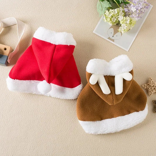 Funny Cat Christmas Costume Santa Cosplay Pet Christmas Cape Dress Up Clothes Warm Red Scarf Cloak With Hat Pet Accessories - Valitic Pets