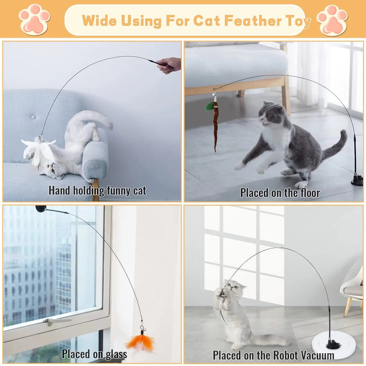 Interactive Feather Wand Cat Toy - Valitic Pets