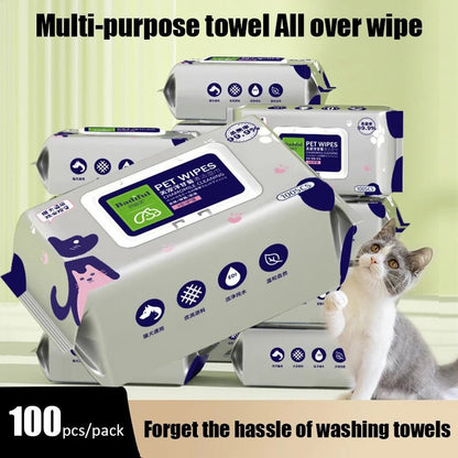 Pet Wipes 100 Draws Large Pack Adequate Hydration Wipe Tears Deodorant Cleaning Cat Dog Grooming Supplies Disposable Wet Wipes - Valitic Pets