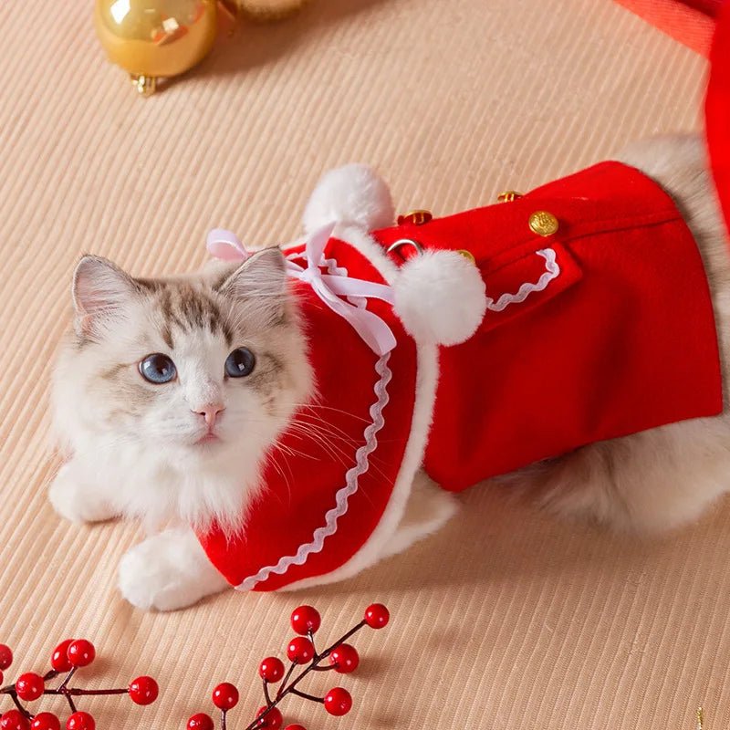 Red 1pc Clothes Pet Cat Dog Palace Style Pet Dress Pet Festival Costume Cat Birthday Christmas Dress - Valitic Pets