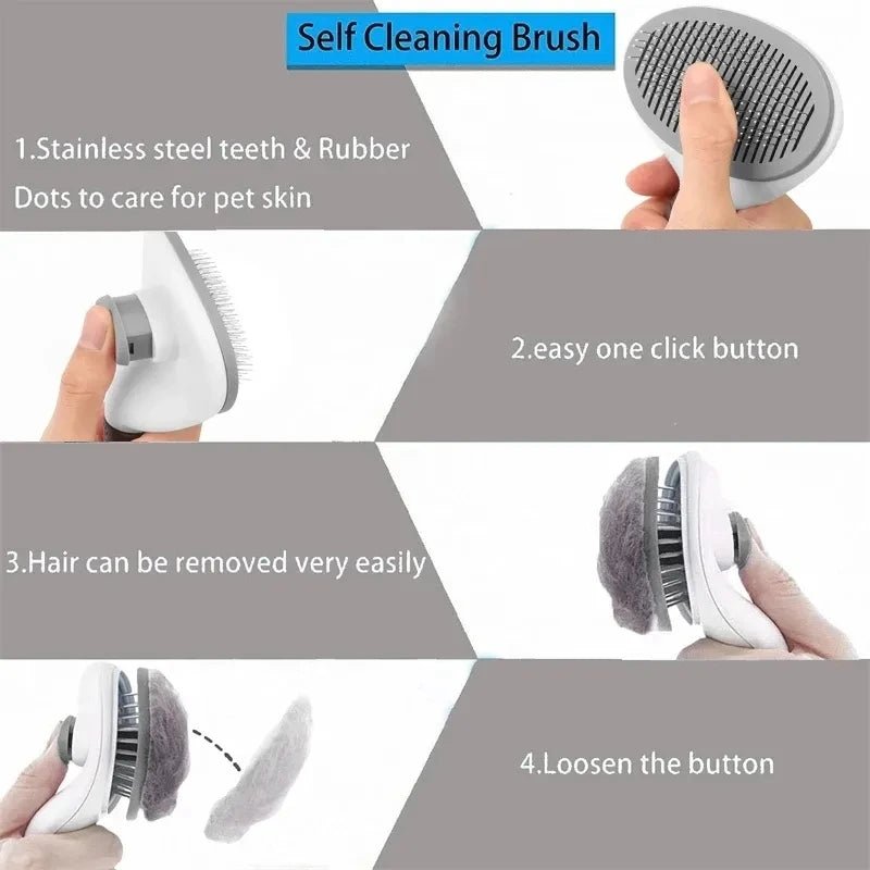 Self-cleaning Pet Hair Remove Comb Cat Slicker Brush Pet Hair Removal Comb For Cats Grooming Brushes Dog Combs Cat Accessories - Valitic Pets