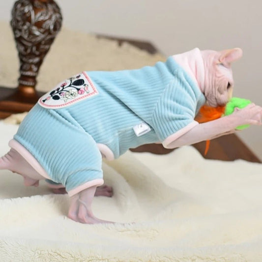 Sphynx Cat Sweater Hairless Cat Dogs Clothes Soft Fleece Coat Turtleneck Pocket Jumpsuit for Devon Rex Winter apparels for Cats - Valitic Pets