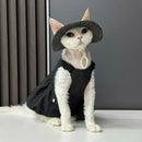 Summer Pet Clothes Cat Dress for Cats Gotas Fashion Black Sphynx Dog Dress Skirt with Hat Kitten Mascotas Clothing Vetement Chat - Valitic Pets