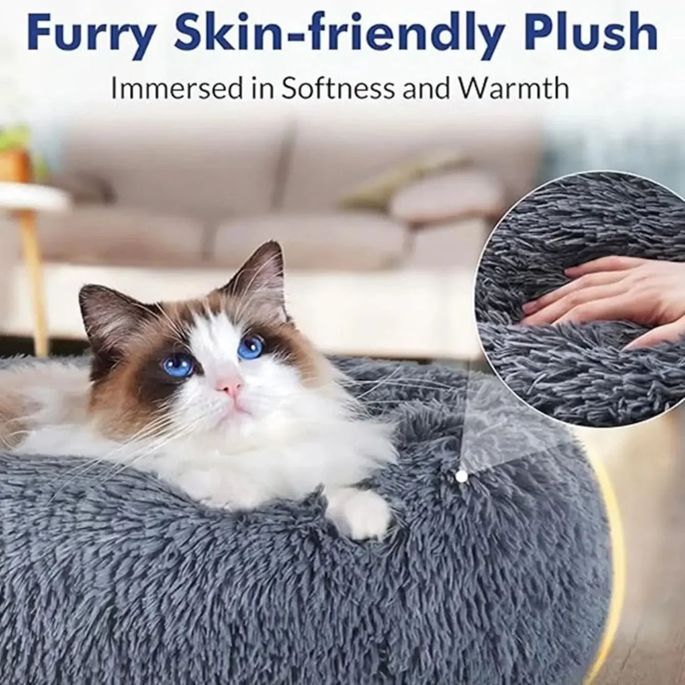 Get 8 90cm Super Soft Plush Round Winter Warm Dog & Cat Bed (40 - 90cm) at Valitic Pets