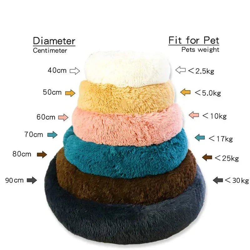 Get 8 90cm Super Soft Plush Round Winter Warm Dog & Cat Bed (40 - 90cm) at Valitic Pets