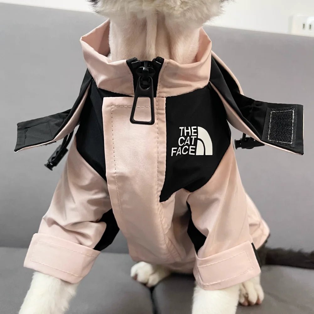 The Cat Face Print Jacket Cat Pet Clothing Trend Letter Outdoor Jacket for Cat Winter Warm Fashion Kitten Yorkshire Accessories - Valitic Pets