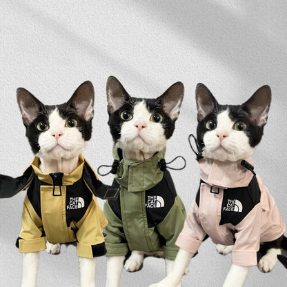 The Cat Face Print Jacket Cat Pet Clothing Trend Letter Outdoor Jacket for Cat Winter Warm Fashion Kitten Yorkshire Accessories - Valitic Pets