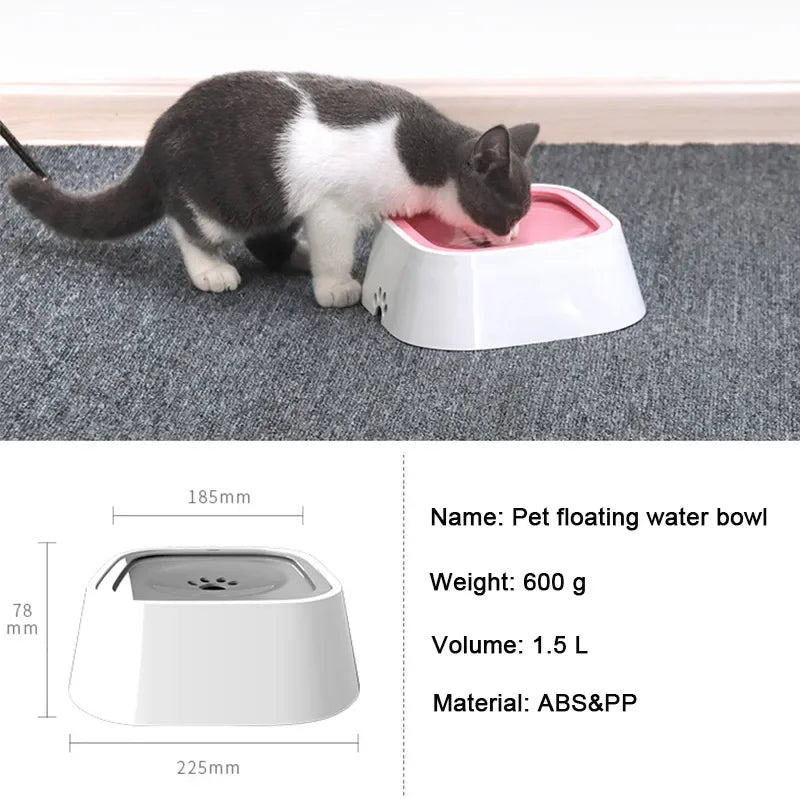 1.5L Dog Drinking Water Bowls Floating Non-Wetting Mouth Cat Slow Anti-Overflow Water Feeding Dispenser Large Capacity - Valitic Auto Store