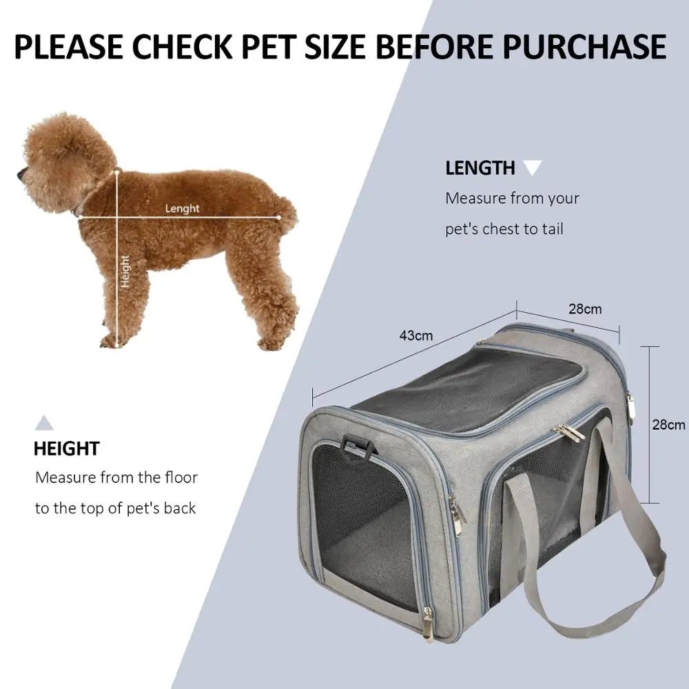 Dog Carrier Bag Soft Side Backpack Cat Pet Carriers Dog Travel Bags Airline Approved Transport For Small Dogs Cats Outgoing - Valitic Auto Store